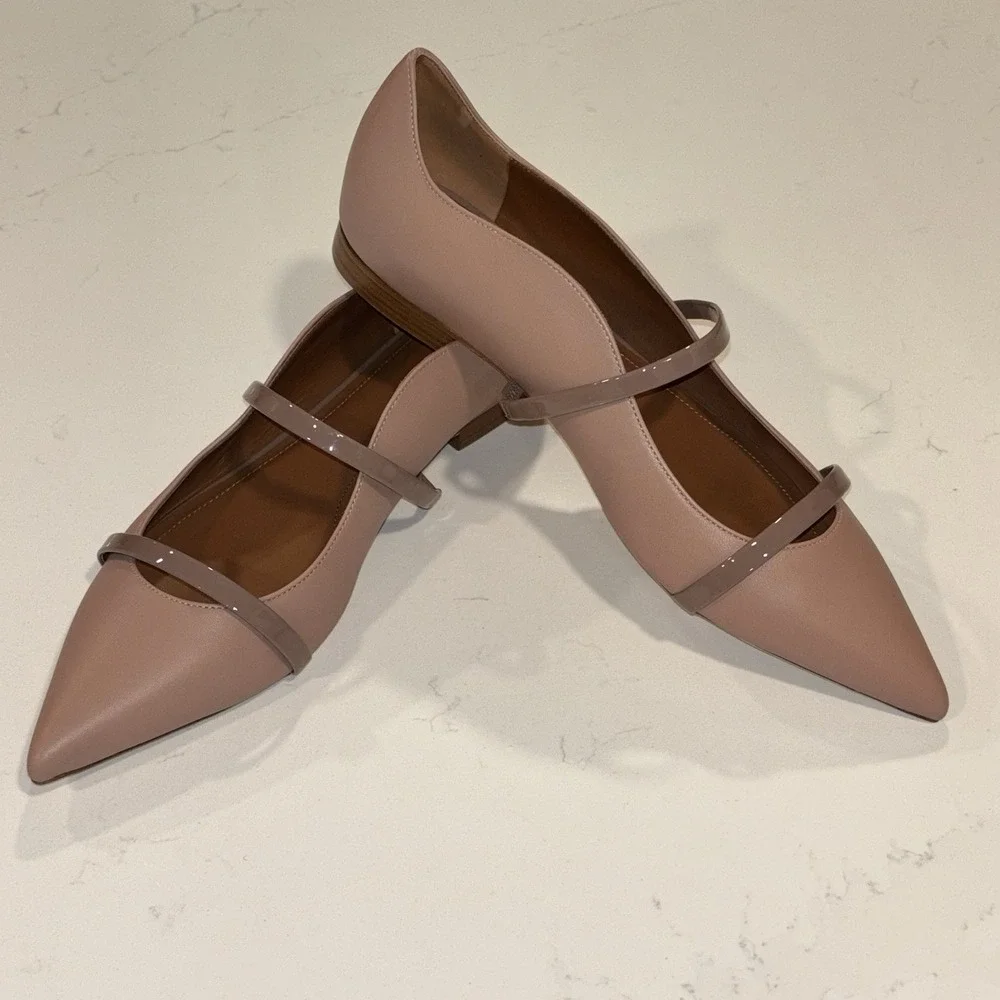 NWOB Malone Souliers Maureen Nude/Blush Leather Ballet Flats Size 40 US 10